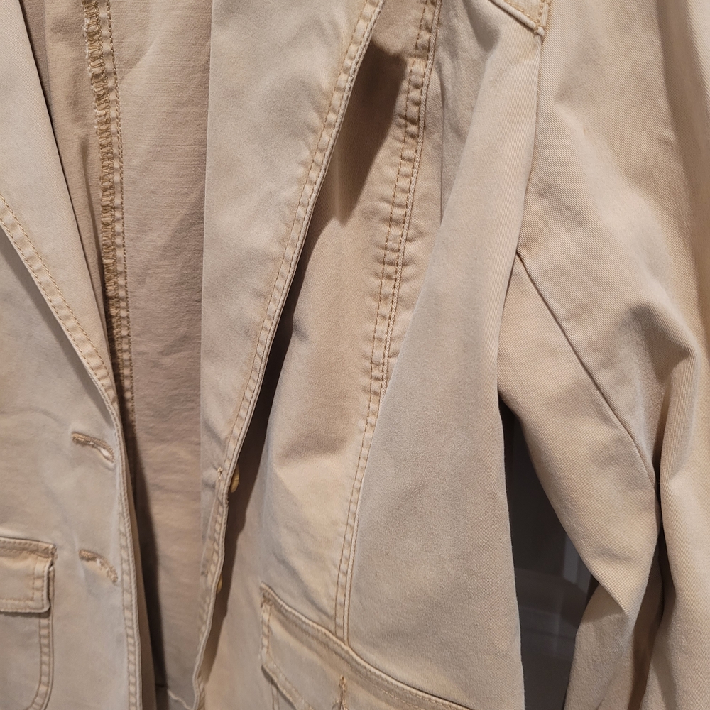 Vintage Gloria Vanderbilt Beige Cotton Blazer Jacket - Picture 3 of 4
